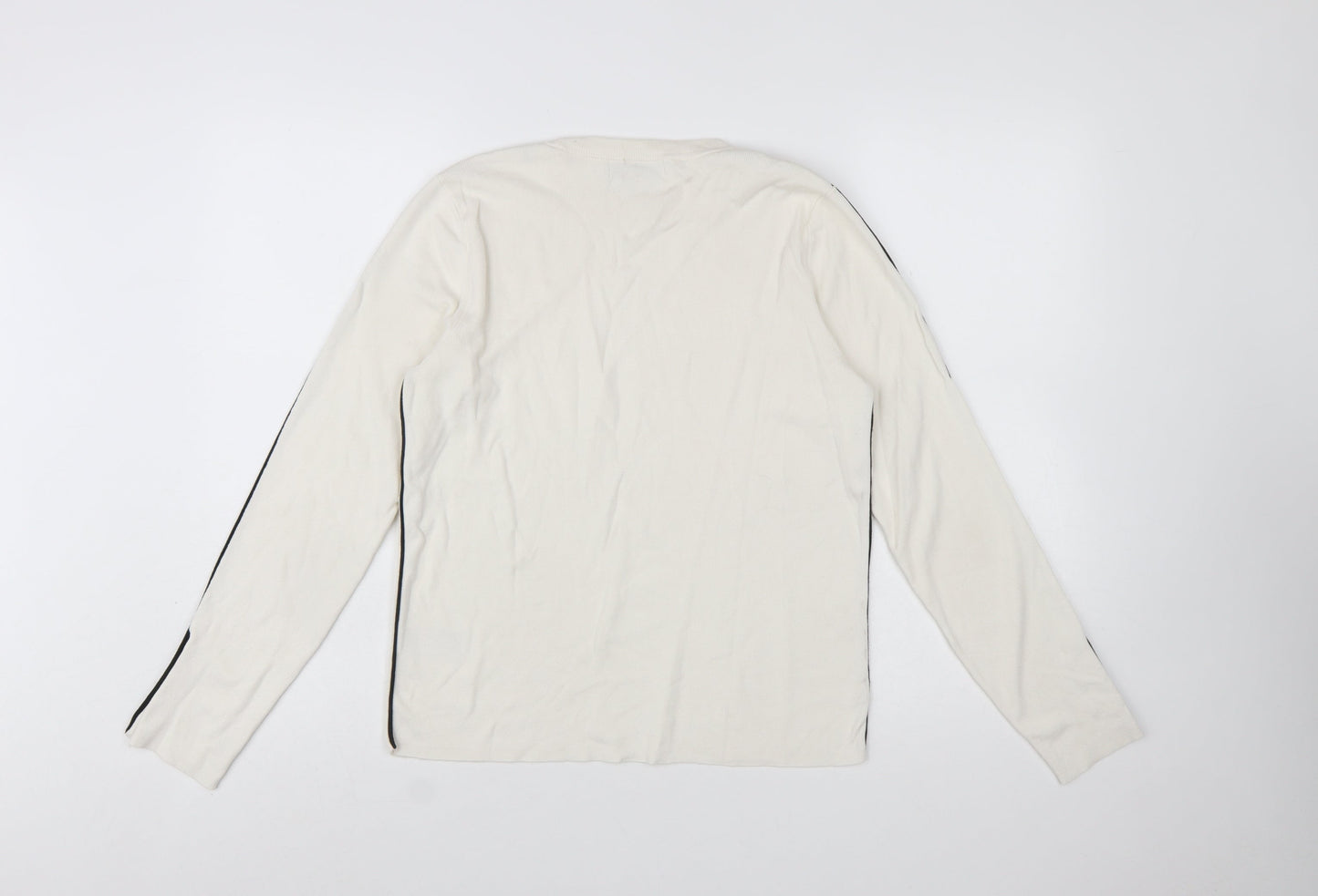 Marks and Spencer Women Ivory Knit Button Sleeve Jumper Size 16