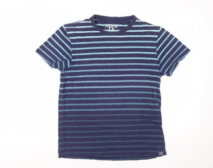 Joules Men's Blue Striped Crew Neck Cotton T-Shirt Size M