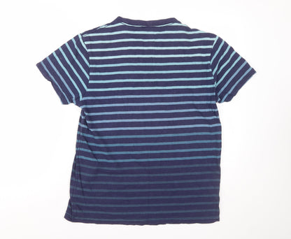 Joules Men's Blue Striped Crew Neck Cotton T-Shirt Size M