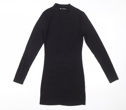 Stradivarius Women Black Size 8 Bodycon Long Sleeve Mini Dress