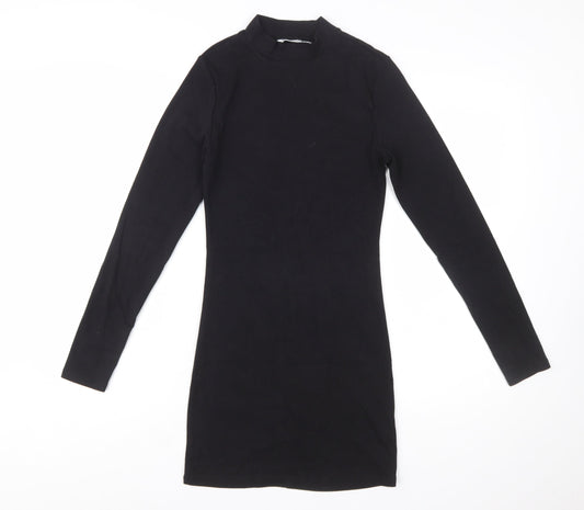 Stradivarius Women Black Size 8 Bodycon Long Sleeve Mini Dress