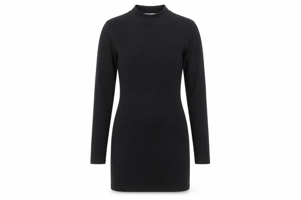 Stradivarius Women Black Size 8 Bodycon Long Sleeve Mini Dress