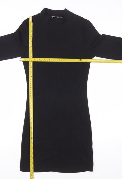 Stradivarius Women Black Size 8 Bodycon Long Sleeve Mini Dress