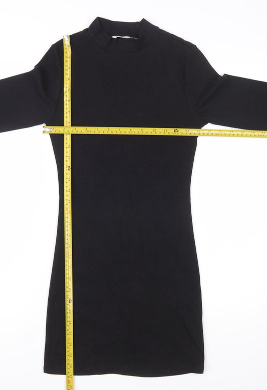 Stradivarius Women Black Size 8 Bodycon Long Sleeve Mini Dress