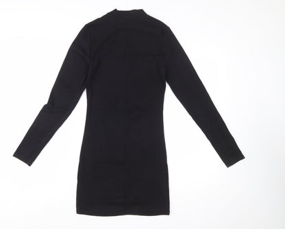Stradivarius Women Black Size 8 Bodycon Long Sleeve Mini Dress