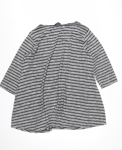 Yours Women Grey Striped 3/4 Sleeve Tunic Jumper Size 22