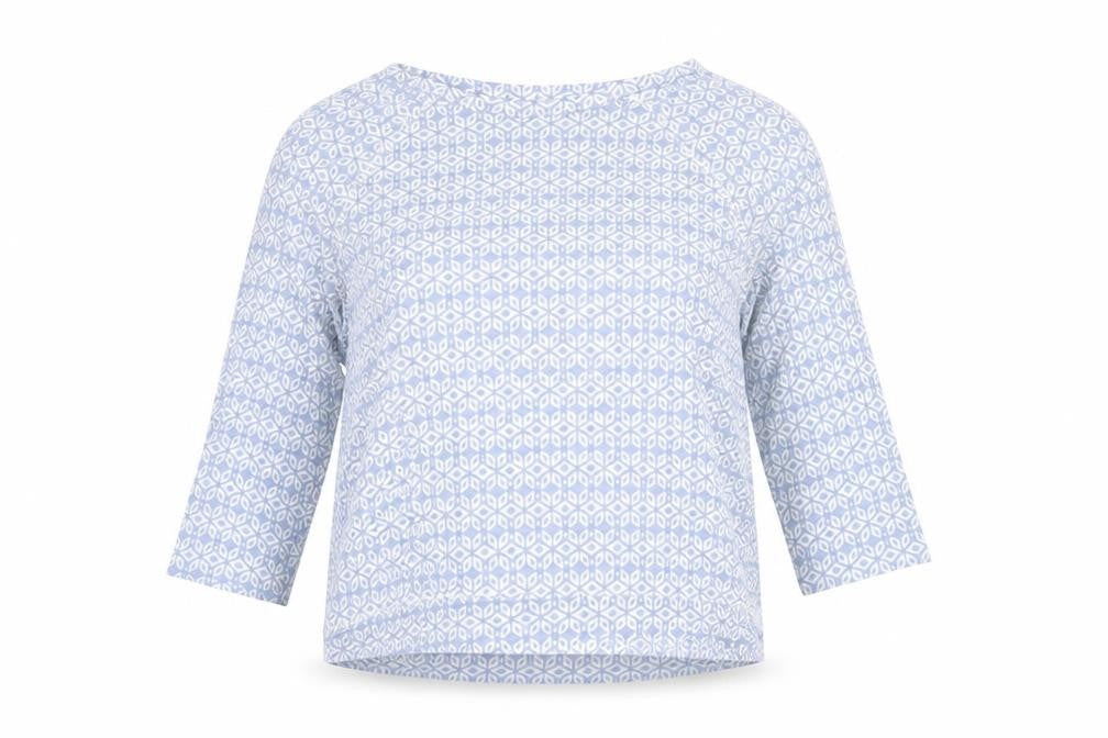 Marks & Spencer Womens Blue Geometric 3/4 Sleeve Blouse UK 14