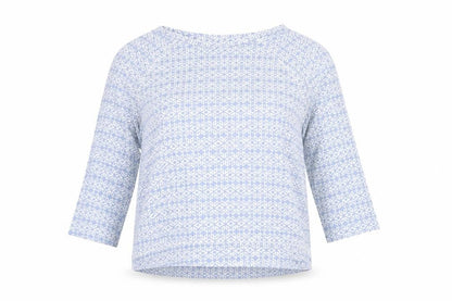 Marks & Spencer Womens Blue Geometric 3/4 Sleeve Blouse UK 14