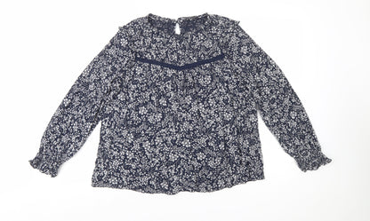 Marks and Spencer Women's Blue Floral Viscose Tunic Blouse UK 14