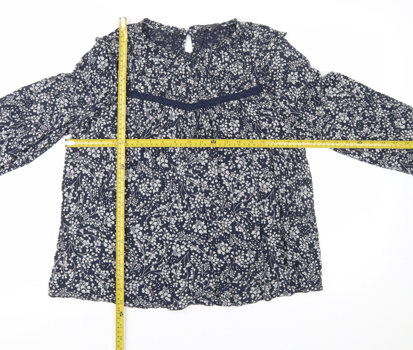 Marks and Spencer Women's Blue Floral Viscose Tunic Blouse UK 14