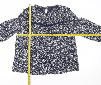 Marks and Spencer Women's Blue Floral Viscose Tunic Blouse UK 14