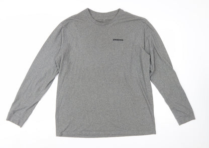 Patagonia Men's Grey Long Sleeve Regular Fit Cotton T-Shirt M