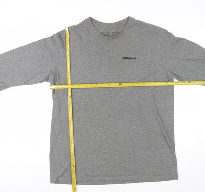 Patagonia Men's Grey Long Sleeve Regular Fit Cotton T-Shirt M