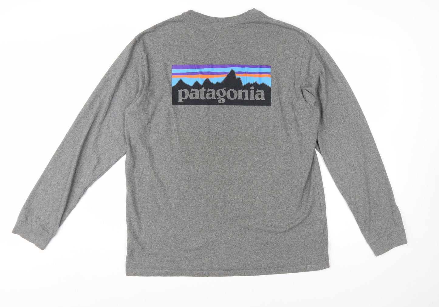 Patagonia Men's Grey Long Sleeve Regular Fit Cotton T-Shirt M