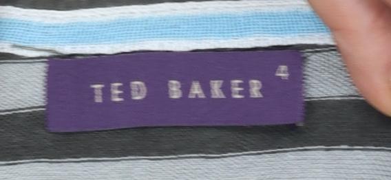 Ted Baker Men's Grey Striped Cotton Polo Shirt Size L