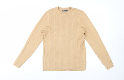 Marks and Spencer Women Beige Ribbed Knit Jumper Size 18