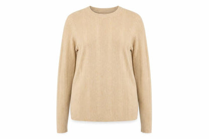 Marks and Spencer Women Beige Ribbed Knit Jumper Size 18