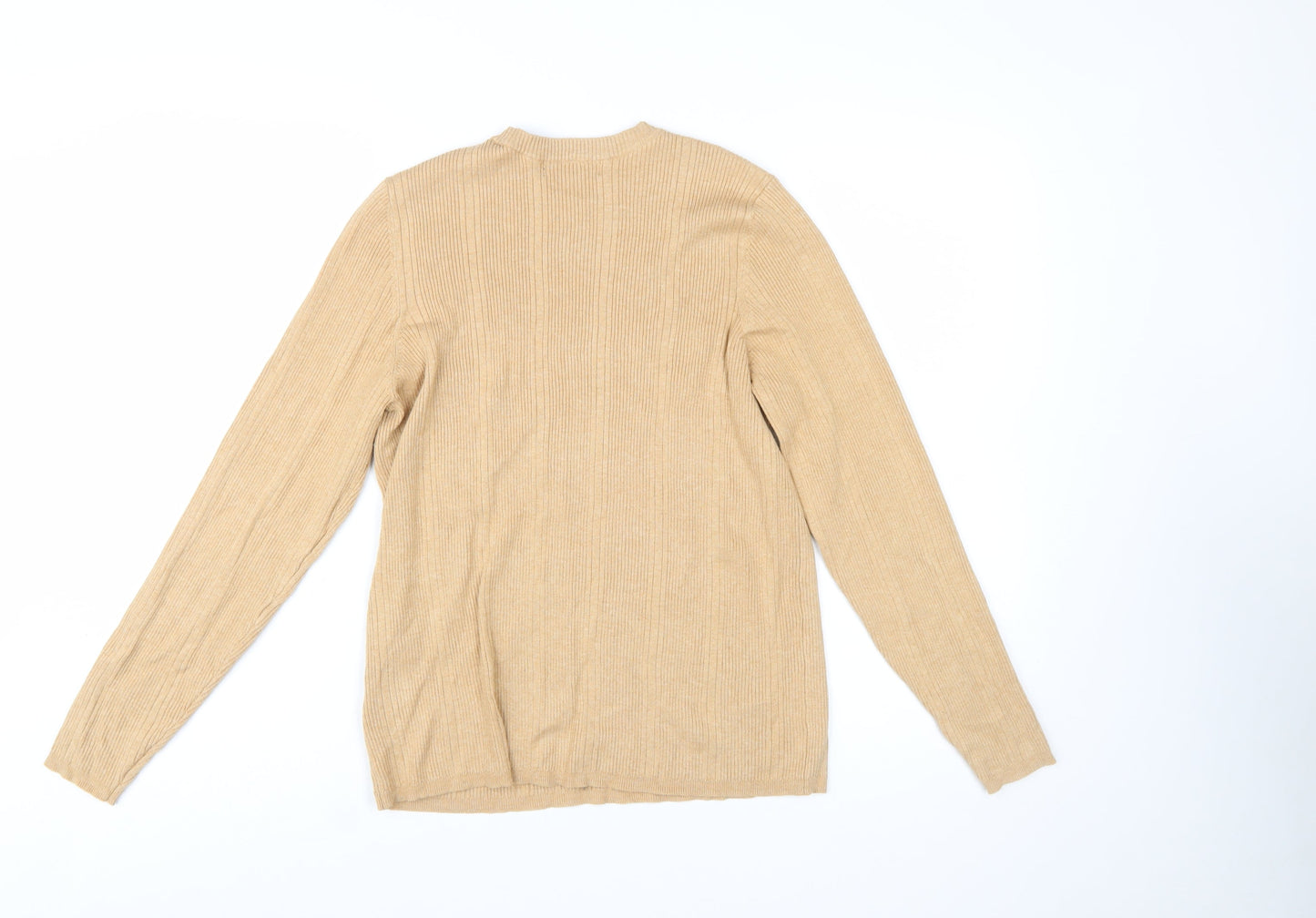 Marks and Spencer Women Beige Ribbed Knit Jumper Size 18