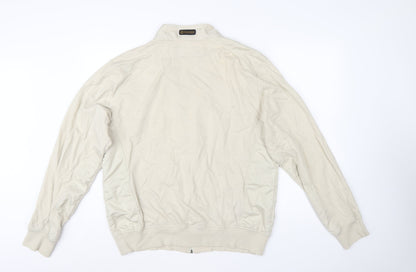 Nicholas Deakins Men’s Beige Cotton Bomber Jacket 2XL Classic Casual