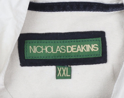 Nicholas Deakins Men’s Beige Cotton Bomber Jacket 2XL Classic Casual