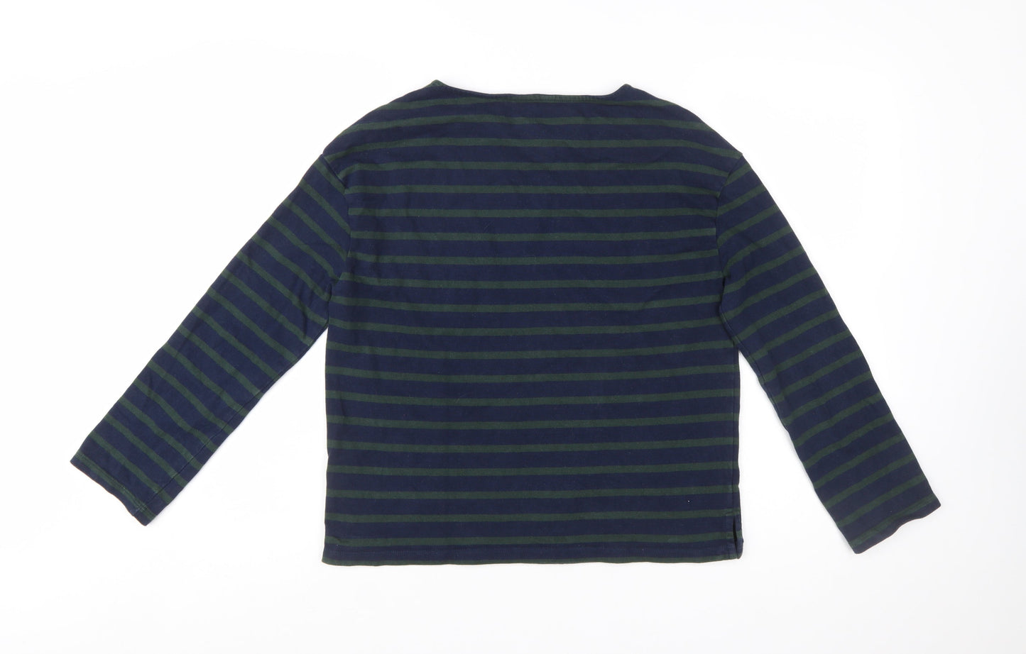 Seasalt Cornwall Men's Blue Stripe Long Sleeve Cotton T-Shirt Size M