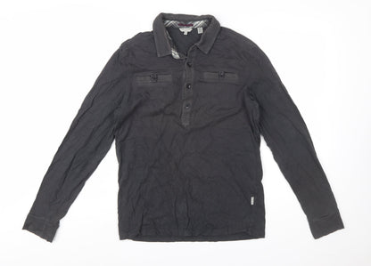 Ted Baker Men's Black Long Sleeve Cotton Polo Shirt Size L