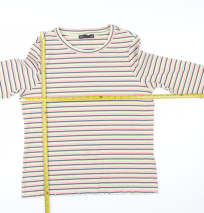 Marks and Spencer Women’s Multicoloured Striped Long Sleeve Cotton Jersey T-Shirt Size 20