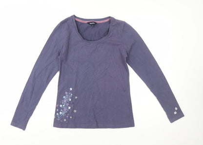 Peter Storm Women's Blue Cotton Long Sleeve Floral T-Shirt Size 12
