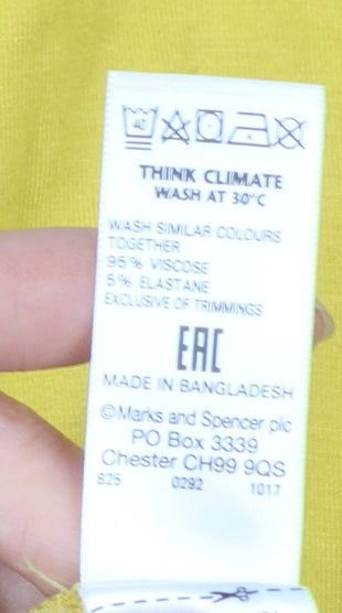 Marks and Spencer Women Yellow Plus Size 26 Relaxed Jersey T-Shirt