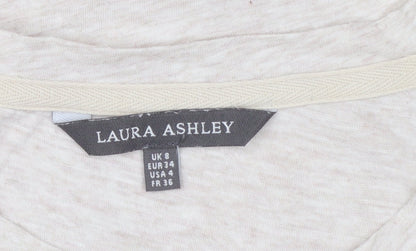 Laura Ashley Women’s Beige Embroidered Cotton T-Shirt UK 8