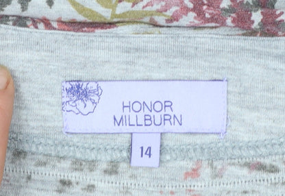 Honor Millburn Women’s Multicoloured Floral Jersey Top Size 14