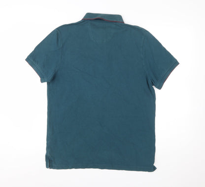 Jeff Banks Men Blue Cotton Polo Shirt Size M Classic Fit