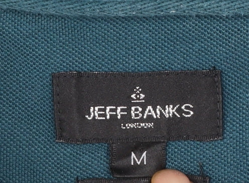 Jeff Banks Men Blue Cotton Polo Shirt Size M Classic Fit