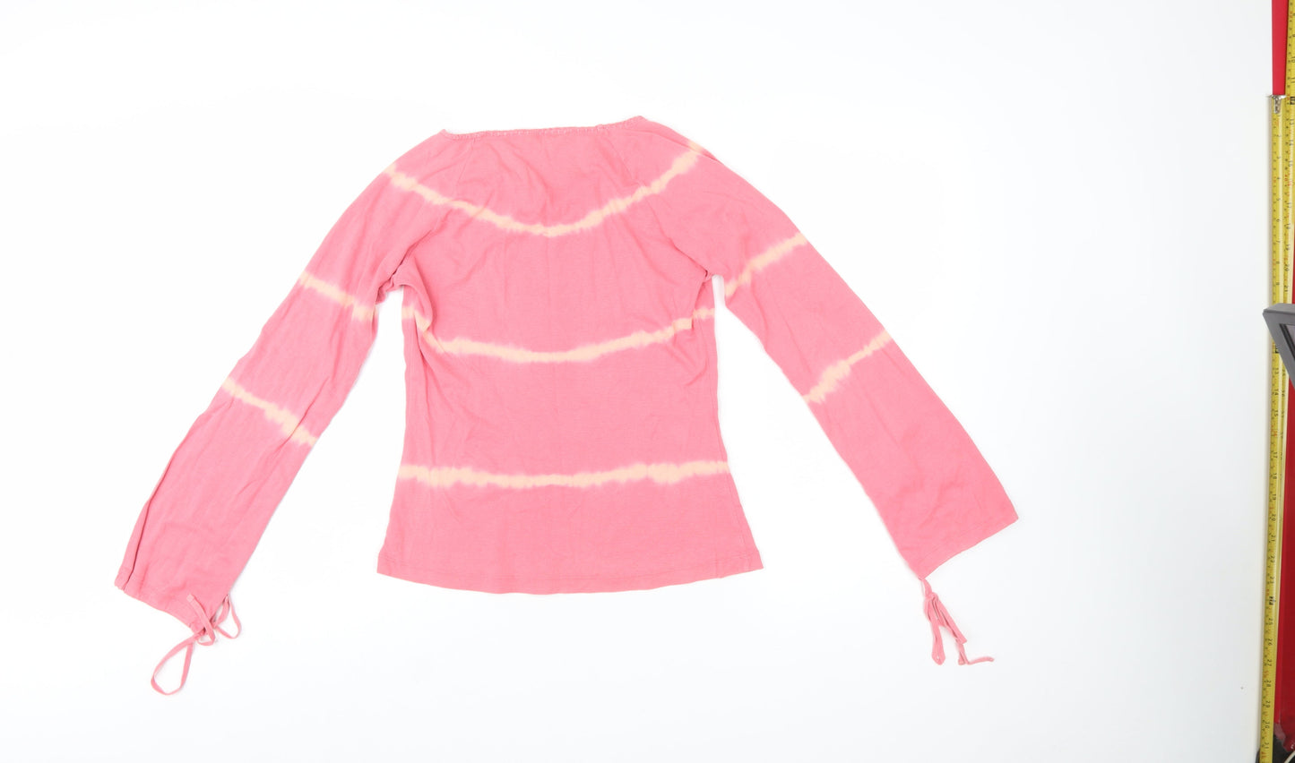 Marks and Spencer Women’s Pink Tie-Dye Long Sleeve Cotton Tunic Top Size 12