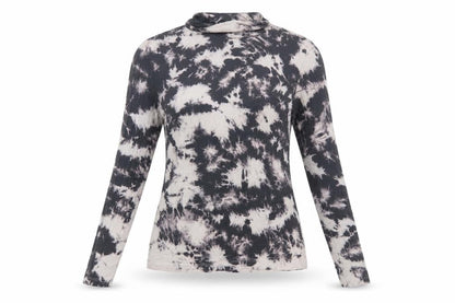 Brave Soul Women's Black Tie Dye Roll Neck Long Sleeve Jersey Top M