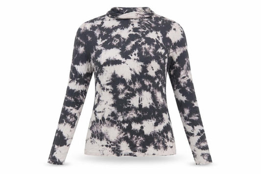 Brave Soul Women's Black Tie Dye Roll Neck Long Sleeve Jersey Top M