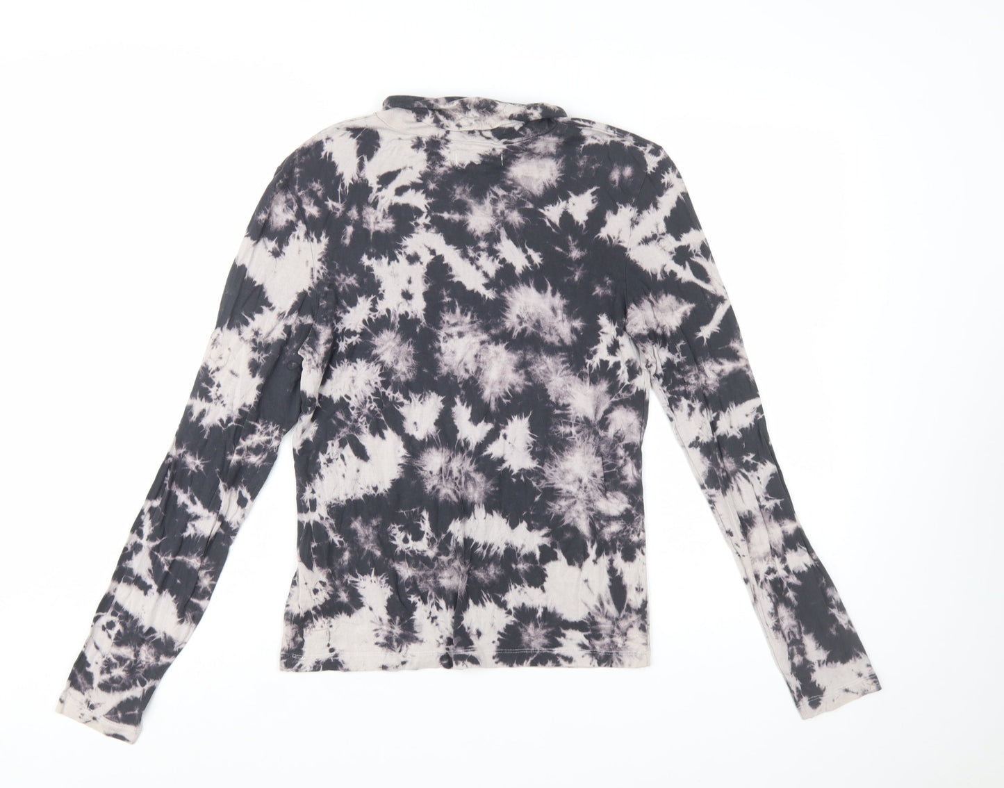 Brave Soul Women's Black Tie Dye Roll Neck Long Sleeve Jersey Top M
