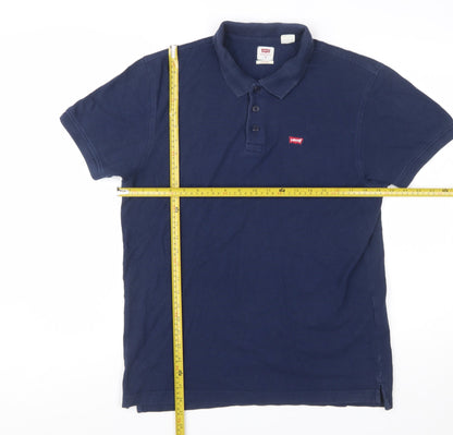 Levi's Men's Blue Cotton Polo Shirt M Regular Fit Classic Style