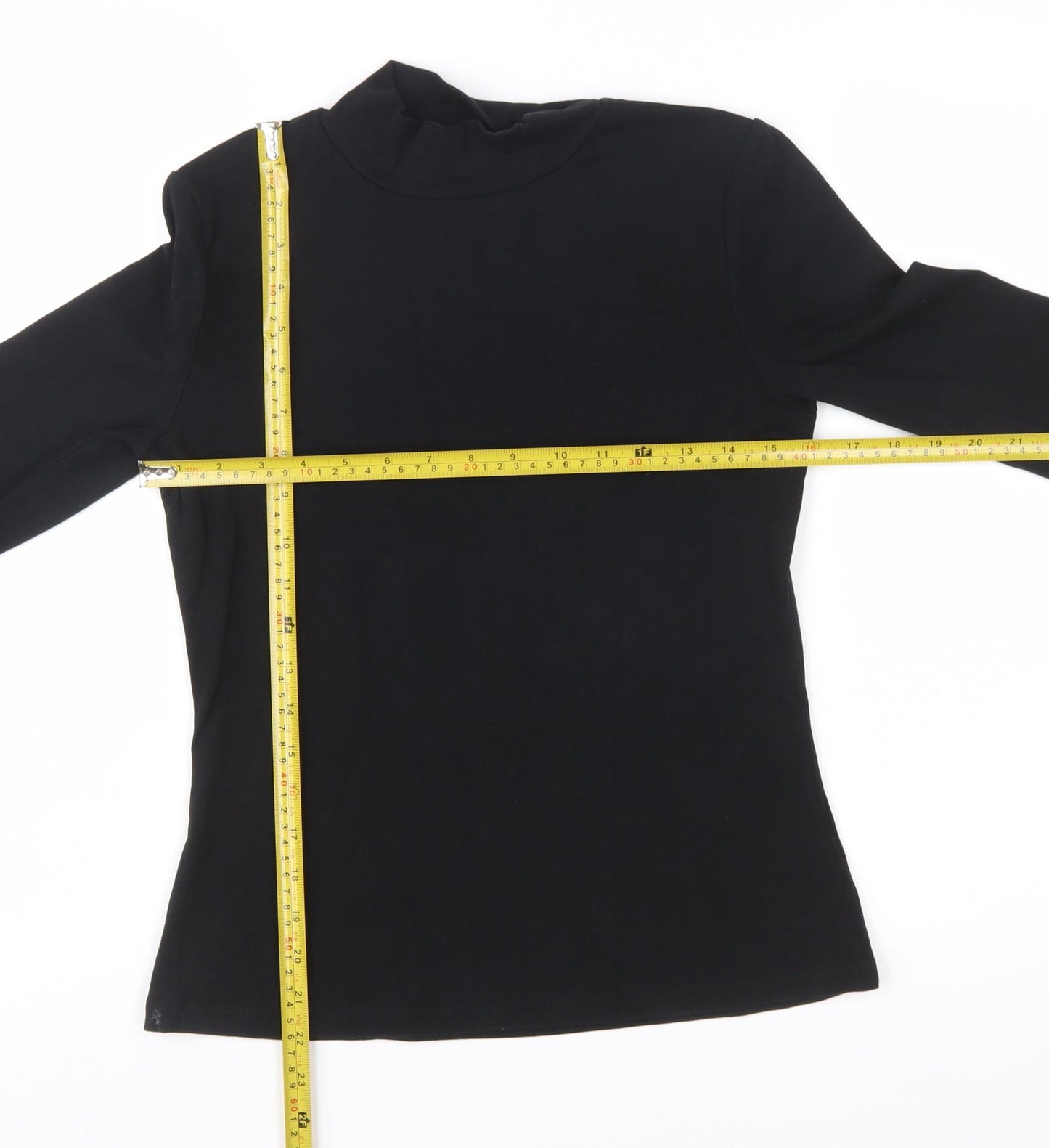 Boden Women Black Mock Neck Long Sleeve Cotton Blend Top UK 12