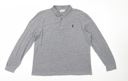 Next Men’s Grey Long Sleeve Cotton Polo Shirt XL