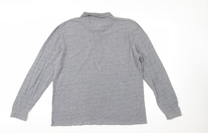 Next Men’s Grey Long Sleeve Cotton Polo Shirt XL