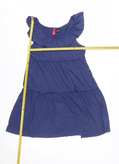 H&M Divided Blue Ruffle Sleeveless A-Line Women's Dress Size 6