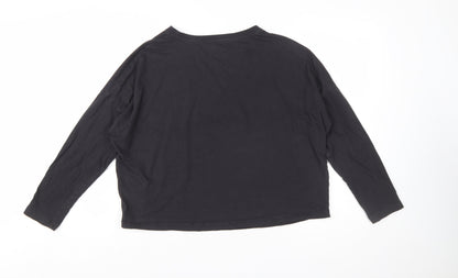 Marks and Spencer Women Black Long Sleeve Teddy Nightshirt L
