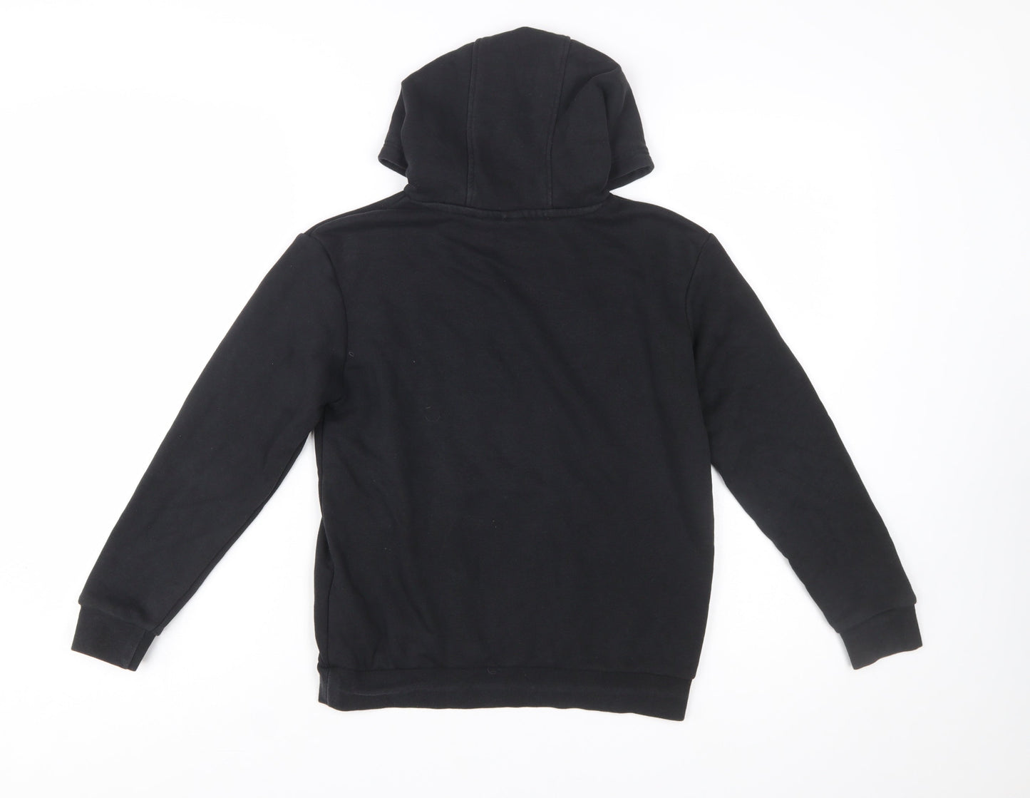 Adidas Boys Black Pullover Hoodie 10-11 Years Cotton Blend Trefoil Logo