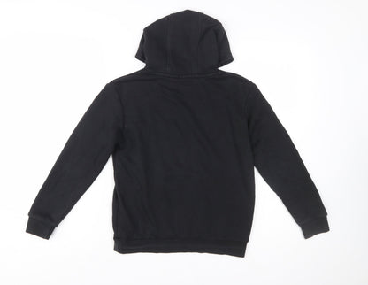 Adidas Boys Black Pullover Hoodie 10-11 Years Cotton Blend Trefoil Logo