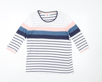 Brakeburn Women’s Multicoloured Stripe 3/4 Sleeve Cotton T-Shirt Size 14
