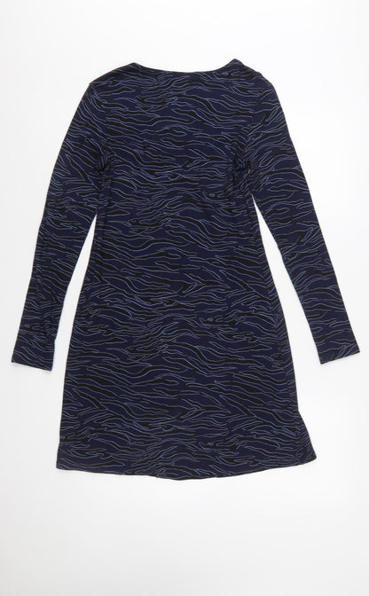 Red Herring Womens Blue Animal Print Button Down Shift Dress Size 10