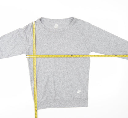 Nike Womens Grey Jersey Long Sleeve Crew Neck Top Size M