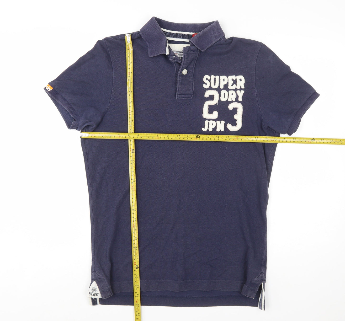 Superdry Men's Blue Embroidered Logo Polo Shirt Size M Cotton