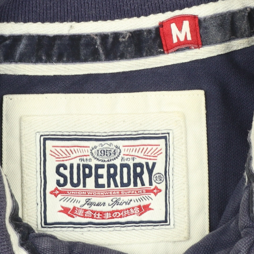 Superdry Men's Blue Embroidered Logo Polo Shirt Size M Cotton